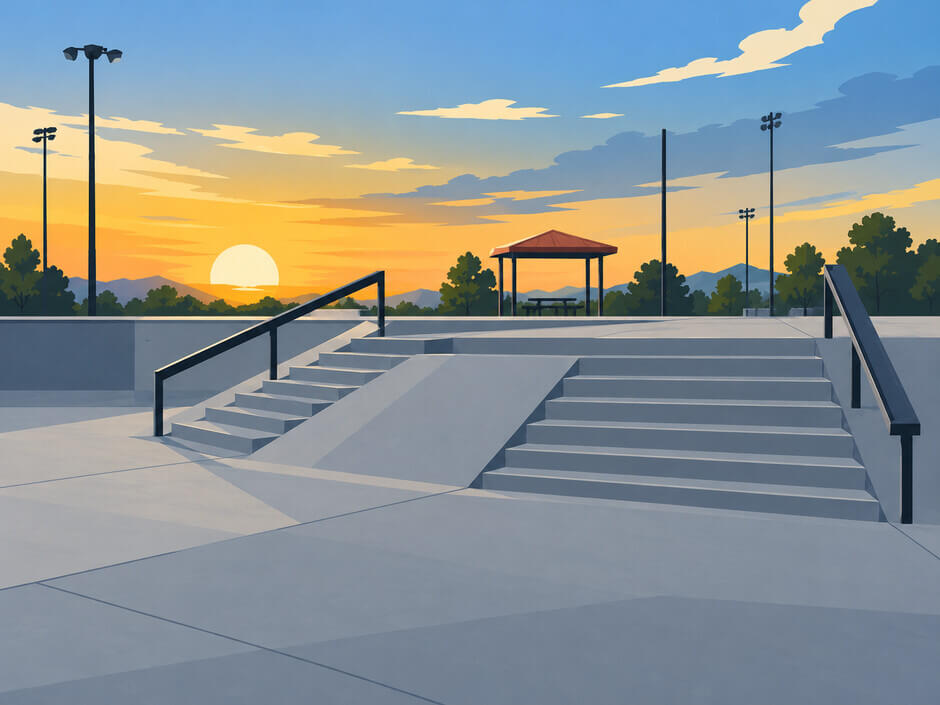 Illustration of a skatepark for Mira Mesa Skatepark