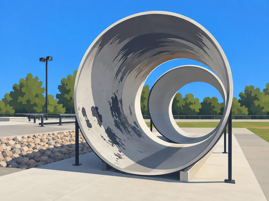 Illustration of a skatepark for Marina Park Skatepark