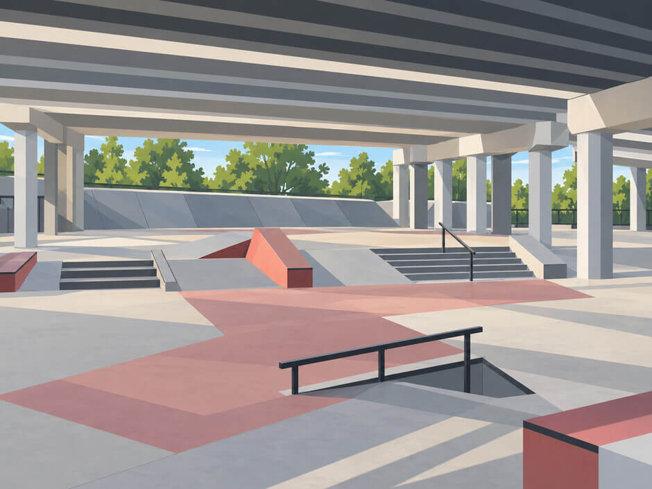 Illustration of a skatepark for Chaptico Skatepark